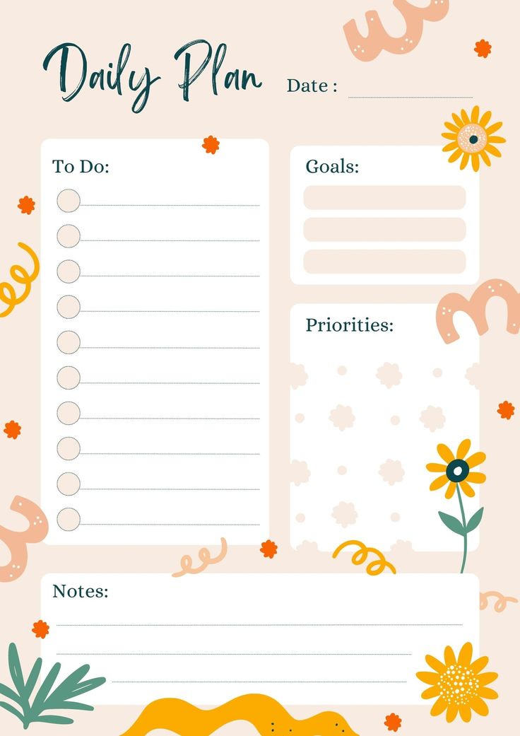 the daily plan is shown with flowers and plants on it, including sunflowers