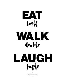 the words eat, walk, laugh and laugh in black on a white background with an arrow