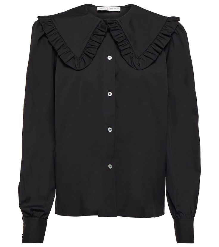 Refresh your wardrobe with a charming Peter Pan-collared blouse from Alessandra Rich. Made from pure cotton poplin, this piece pairs elegantly with the brand's embellished jeans. | Alessandra Rich Cotton poplin blouse Peter Pan Collar Blouse, Poplin Blouse, Alessandra Rich, Embellished Jeans, Pan Collar, Peter Pan Collar, Black Blouse, Cotton Poplin, Long Tops