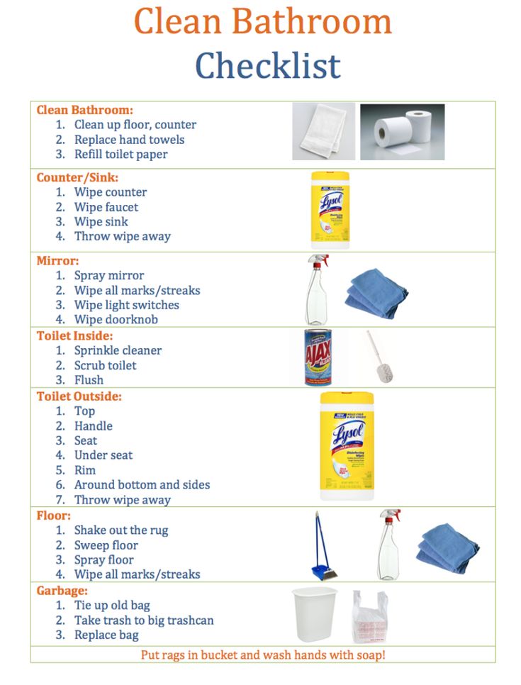 the cleaning checklist is shown with instructions