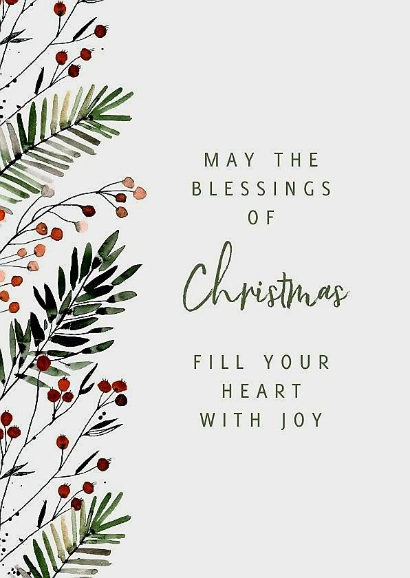 a christmas card with the words, may the blessing of christmas fill your heart with joy