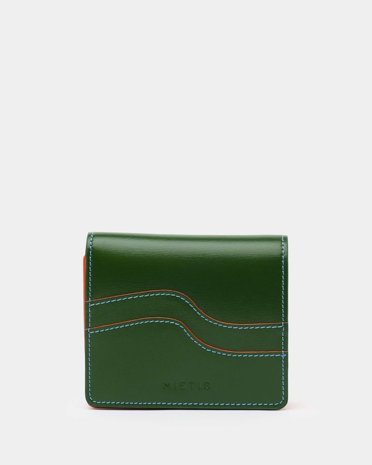 Small squared Wallet crafted with the iconic Mieits waves. Key features: Leather wallet, cotton linging, snap buttons fastening, zip pocket for coins, credit slots. Wallet Craft, Men Wallet, White Men, Green And Khaki, Khaki Green, Wallet Men, Green Colors, Leather Wallet, Zip Pockets