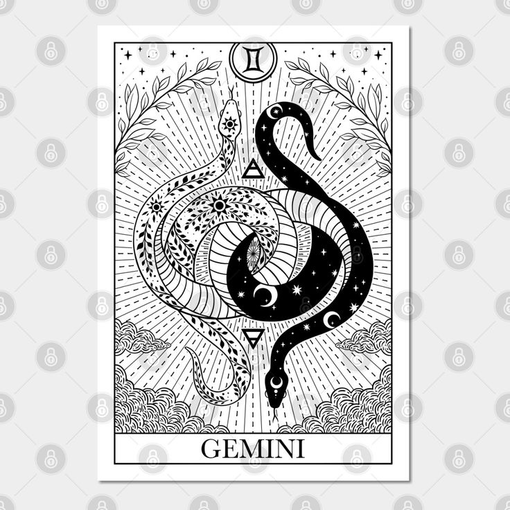 a black and white drawing of a snake on the back of a card sticker