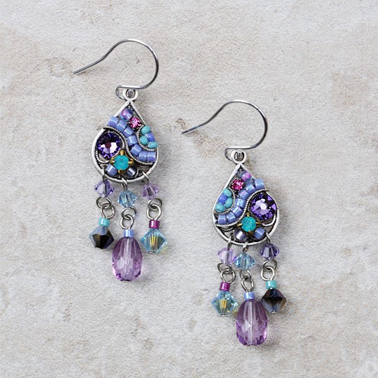 Orla Earrings | Lavender - Coco and Duckie Nickel-free Purple Chandelier Earrings Gift, Whimsical Purple Beaded Jewelry, Purple Teardrop Chandelier Earrings As Gift, Bohemian Lavender Drop Earrings, Whimsical Nickel-free Purple Earrings, Whimsical Purple Nickel-free Earrings, Adjustable Purple Chandelier Drop Earrings, Purple Nickel-free Teardrop Dangle Earrings, Lavender Earrings With Dangling Beads For Gifts