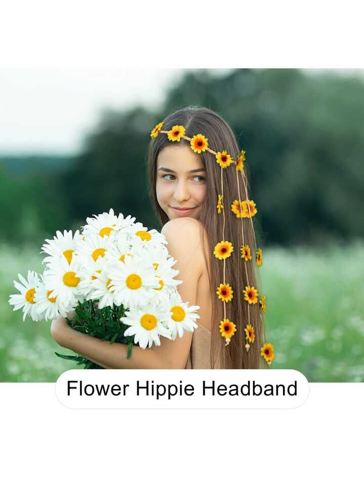 1 Pieza Banda Para La Cabeza De Flores Hippie Corona Floral Con Girasoles De Behemain Y Abalorios Ajustable, Accesorios Para El Cabello, Estilo Boho (amarillo) | Moda de Mujer | SHEIN México Hippie Headbands, Flower Headdress, Floral Headbands, Floral Crown, Estilo Boho, Headdress, Fashion Online Shop, Online Fashion, All Fashion