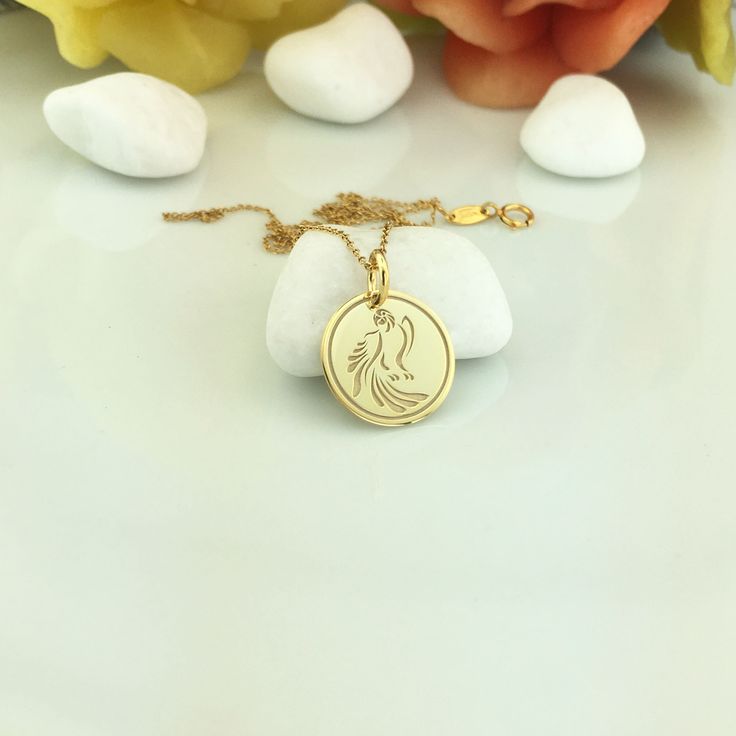 ● Material of pendant: Solid gold 14k ( REAL GOLD ) ● Metal Stamp: 14k ● The pendant is available in 3 sizes: 14,0 mm / 0,55 inches ( Diameter ) 16,5 mm / 0,65 inches ( Diameter ) 19,1 mm / 0,75 inches ( Diameter ) ( In the photos the size of the pendant is 14mm / 0.55 inches Diameter ) ● Material of chain: Solid gold 14k ( REAL GOLD ) ● Chain Options: **Chain No.1  :  thickness 0,7mm  **Chain No.2 :  thickness 1,3mm ● Chain Length: - 40 cm / 15,75 inches ( Length ) - 45 cm / 17,72 inches ( Leng Bird Design Round Pendant Jewelry As Gift, Parrot Necklace, Cat Necklace Gold, Real Gold Chains, Celtic Necklace, Dog Jewelry, Cat Jewelry, Cat Necklace, Necklace Personalized