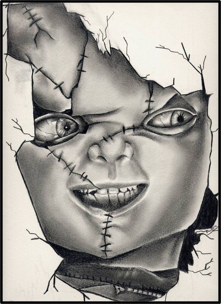 Horror Film Tattoo Idea | Chucky Tattoo Sketch | Movie Tattoo Design Chucky Drawing, Afro Tattoo, Chucky Tattoo, 27 Tattoo, Horror Movie Tattoos, Scary Drawings, Horror Drawing, Movie Tattoo, Doll Drawing