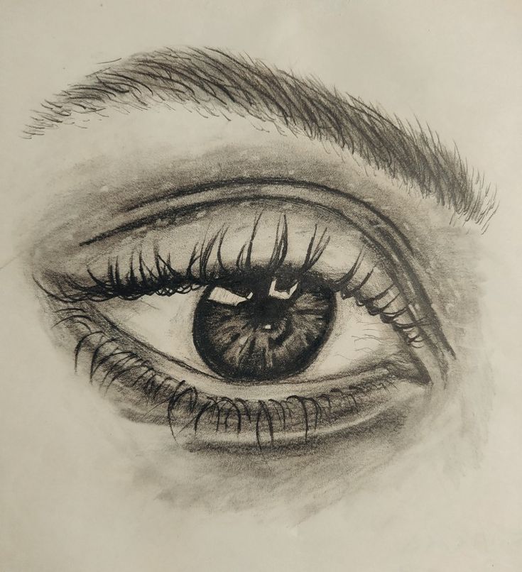 a drawing of an eye with long eyelashes