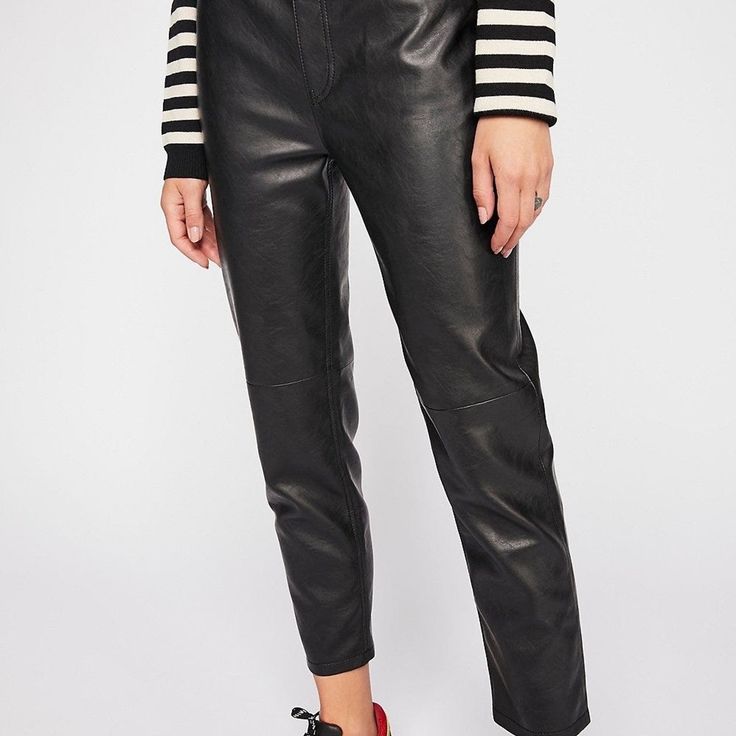 - Size 28 - Retails $148 A28 Edgy Straight Leather Pants For Work, Edgy Leather Straight Pants For Work, Sleek Leather Bottoms For Fall, Trendy Tapered Leg Leather Pants For Work, High Rise Leather Pants For Fall, Spring Workwear High-rise Leather Pants, Chic High Rise Leather Pants For Fall, Spring High Rise Leather Pants For Work, High Rise Leather Pants For Spring Workwear