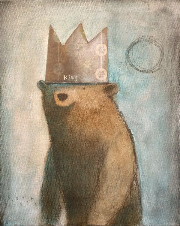 a drawing of a bear wearing a crown