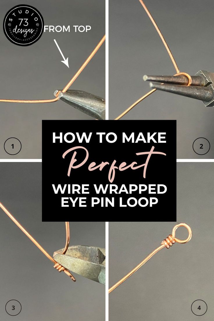 the instructions for how to make perfect wire wrapped eye pin loop with scissors and thread