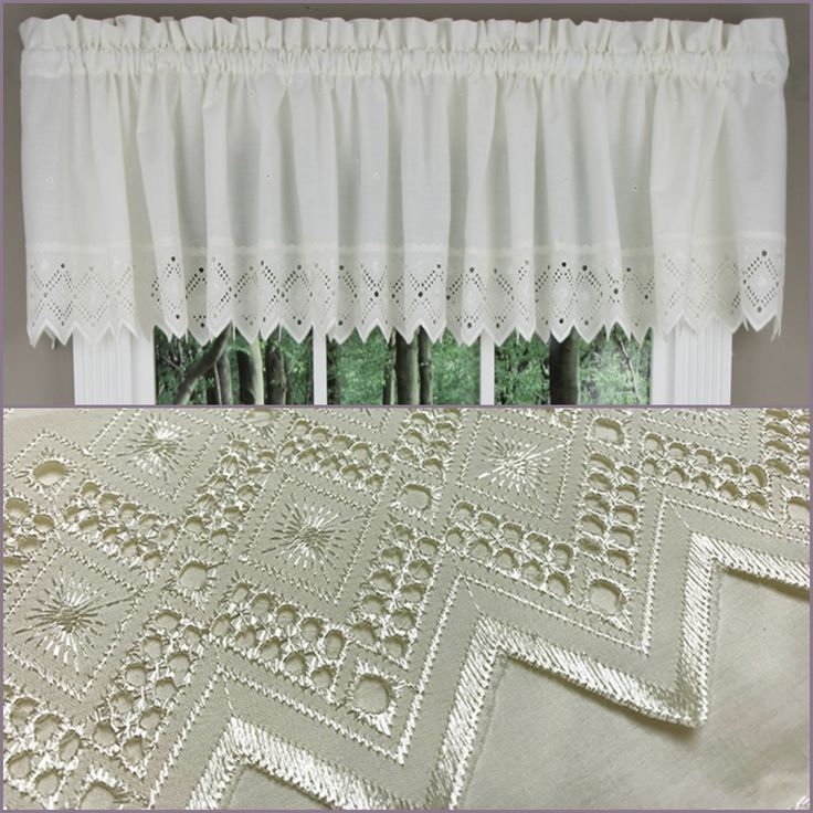 an image of curtains with lace on them