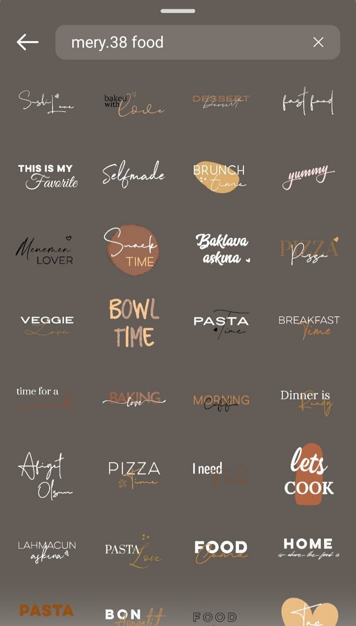 an iphone screen showing different types of food