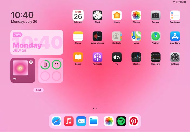 an image of a pink screen with icons on it