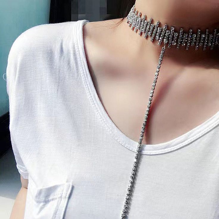 Material: Crystal Style: Personality Trendy Bling Necklaces For Party, Elegant Alloy Necklaces For Party, Trendy Party Necklaces With Bling, Elegant Party Necklaces In Alloy, Metal Choker For Night Out, Glamorous Alloy Jewelry For Party, Trendy Adjustable Jewelry For Party, Trendy Choker For Night Out, Trendy Choker Necklace For Night Out