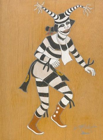 a painting of a person in striped clothing