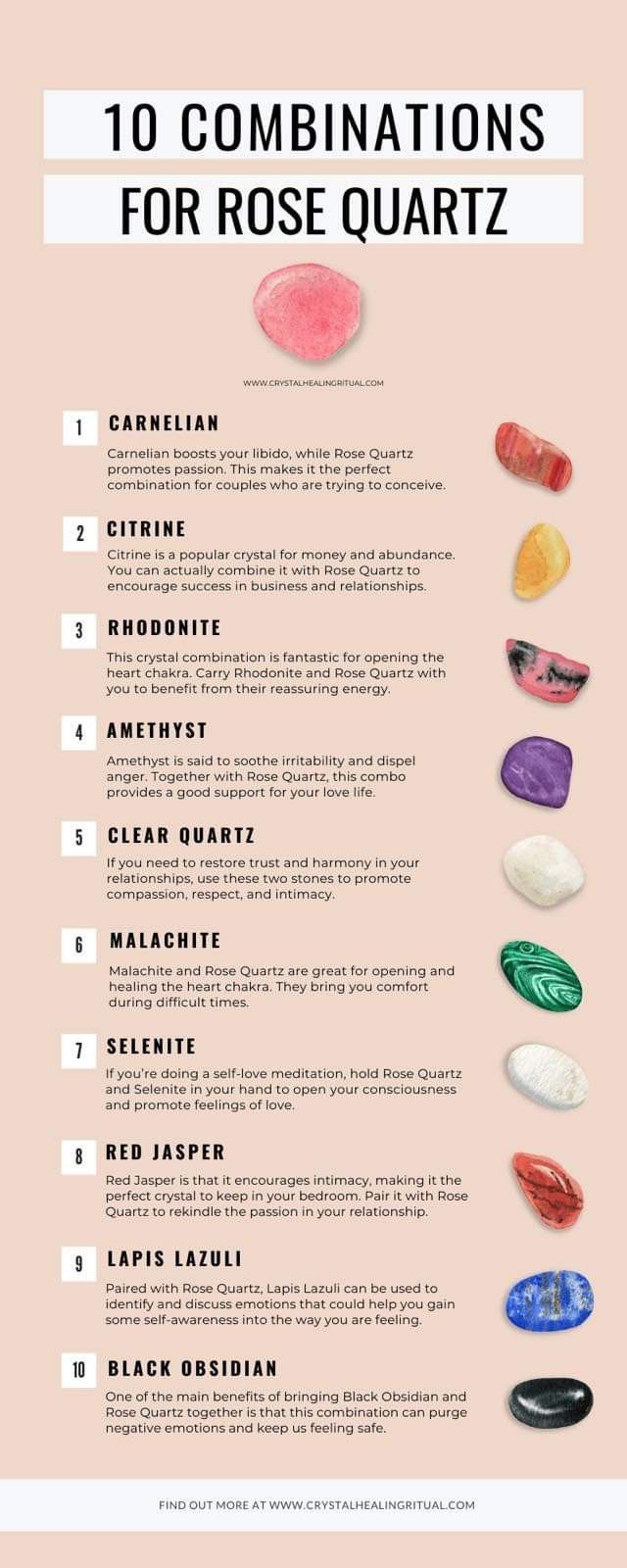 Crystal Combos, Chakra Stones Chart, Crystal Pairings, Crystal Combinations, Rose Quartz Meaning, Crystal Healing Chart, Charge Crystals, Crystal Guide, Crystals Healing Properties