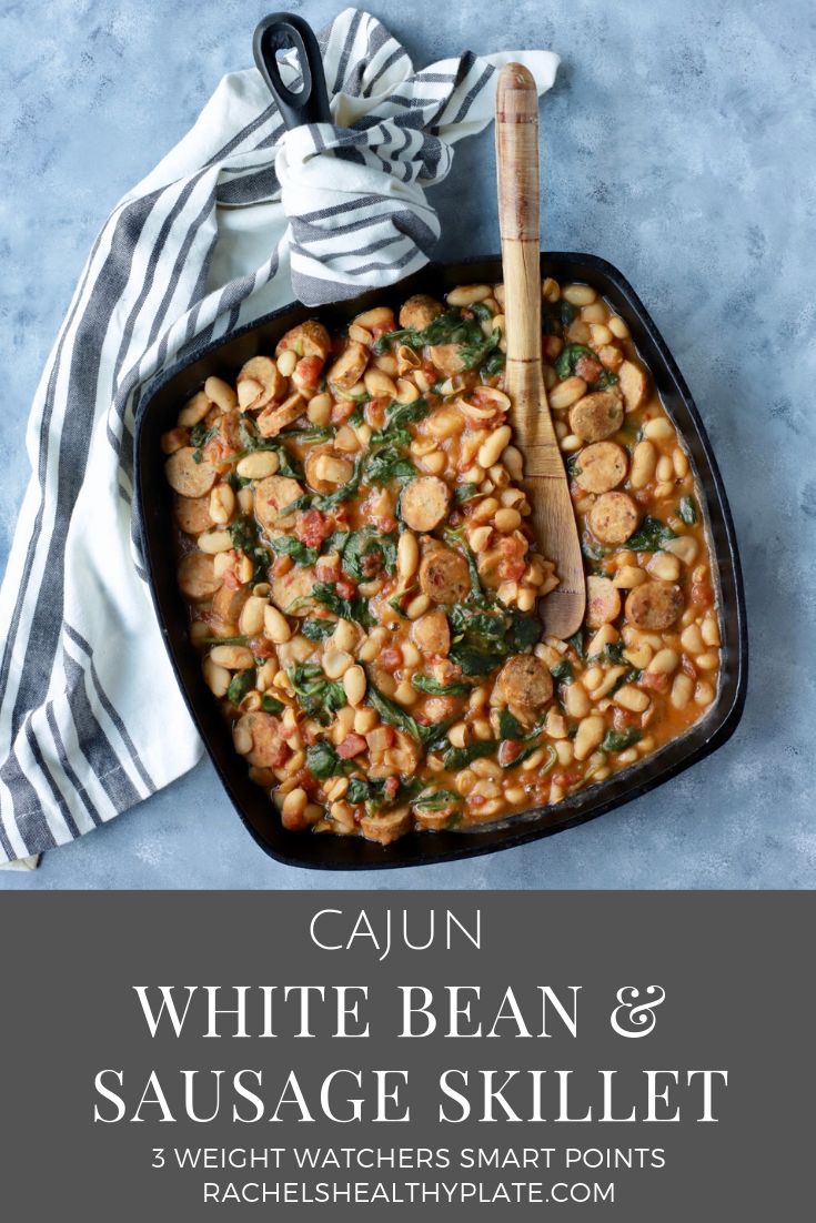 white bean and sausage skillet with spinach