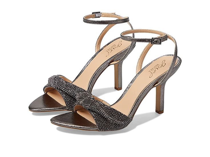 Jewel Badgley Mischka April - Women's Shoes : Pewter : Structured with a pointed open toe and a tapered heel, the Jewel Badgley Mischka April Heels boast a jewel-embellished gathered toe strap that will surely steam some glances. Man-made upper, lining, and insole. Adjustable buckle closure on the ankle. Man-made outsole. Imported. Measurements: Heel Height: 3 1 2 in Weight: 9 oz Product measurements were taken using size 9, width M. Please note that measurements may vary by size. Weight of foot Pewter Shoes, Jewel Badgley Mischka, Open Toe Heels, The Jewel, Badgley Mischka, Global Fashion, Women's Shoes, Fashion Brand, Open Toe