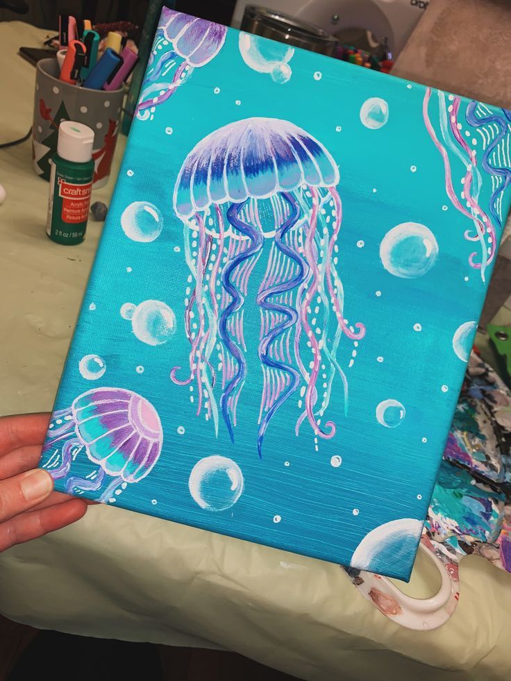 a painting of a jellyfish in the ocean