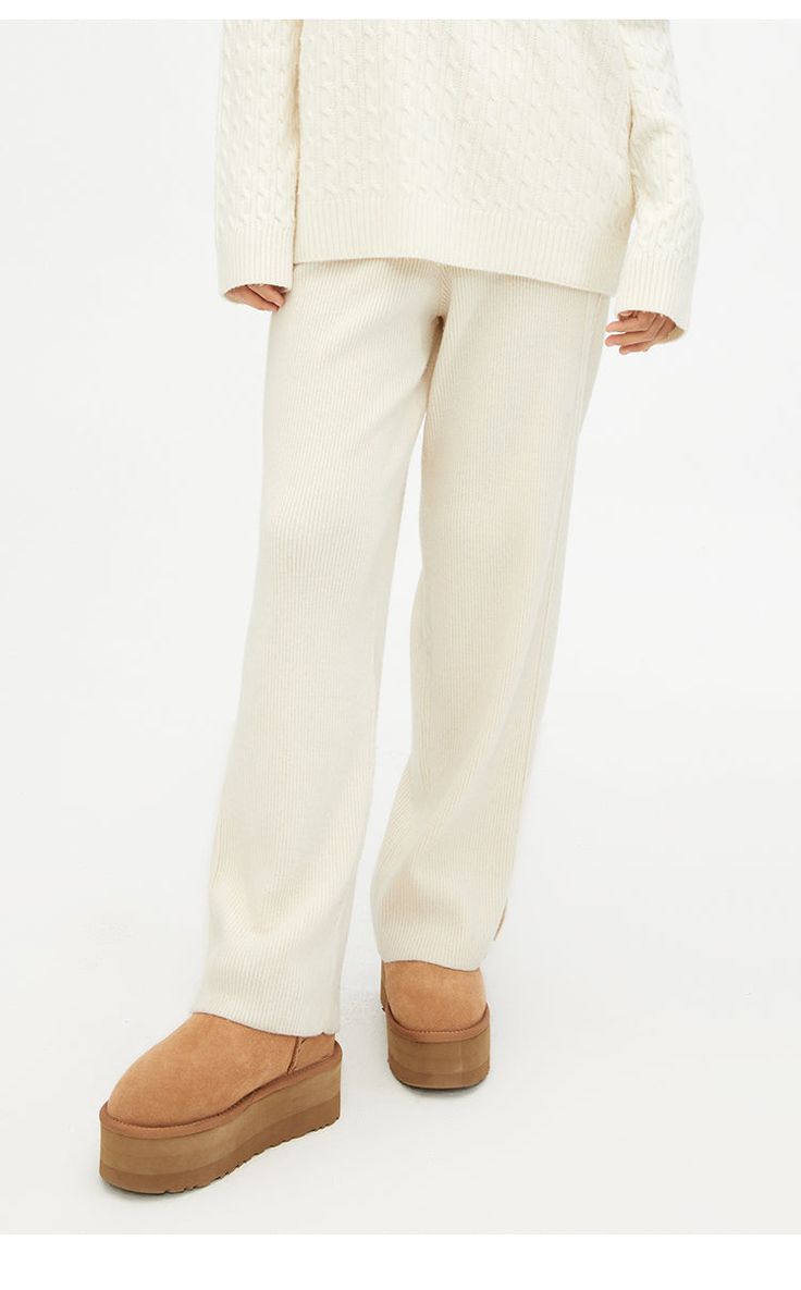 Details: Gentle beige color knit pants Loose fit, drapey and stylish Elasticized waistband with drawstring design, slightly open legs Side pockets for practicality and aesthetics. Materials & Care: Nylon 46.5%, Wool 31.2%, Polyester 22.3% Non-washable, gentle dry cleaning Do not bleach Size & Fit: Model is 5'7", Bust 32, Waist 24, Hips 35, wearing a size S Item #: JM3KP01 Pants Loose, Chic Me, Knit Pants, Beige Color, Business Casual, Sweat Shirt, Loose Fitting, Street Wear, Knitting