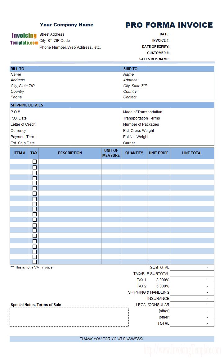 an invoice form that is used to provide information for the company's customers