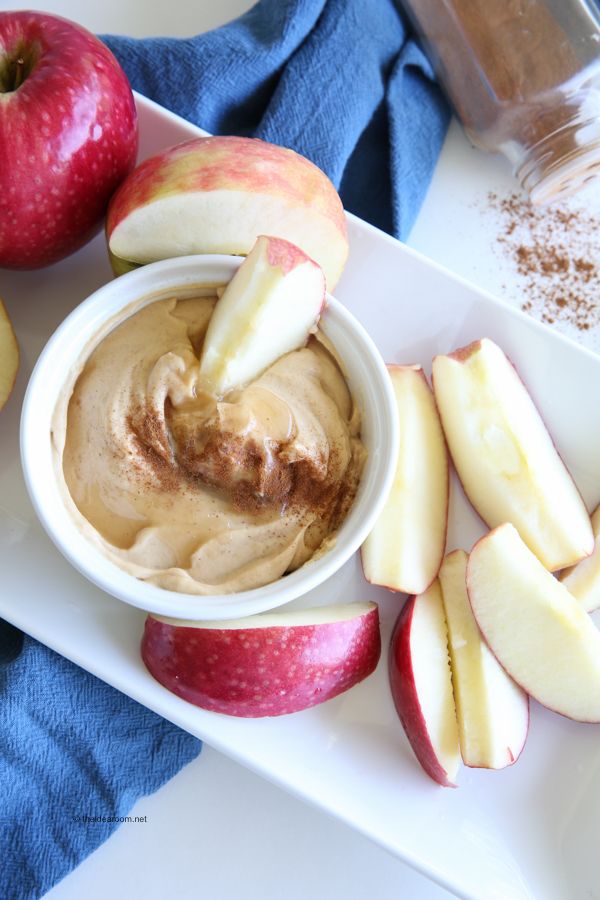 an apple and cinnamon dip with apples on the side