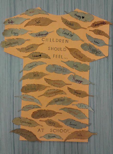 a child's t - shirt made out of paper with words written on it