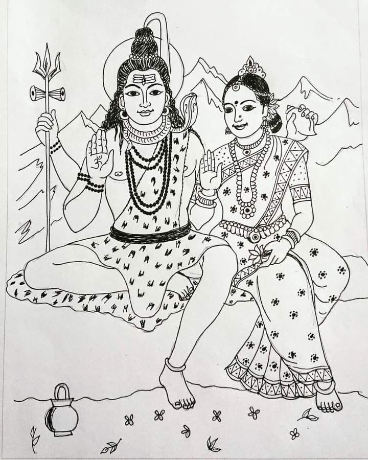 a drawing of two women sitting on the ground