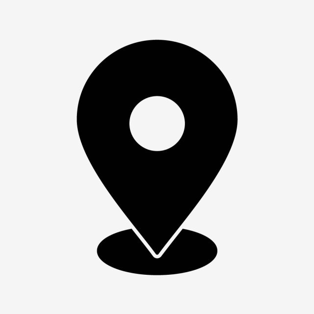 a black and white map pointer icon