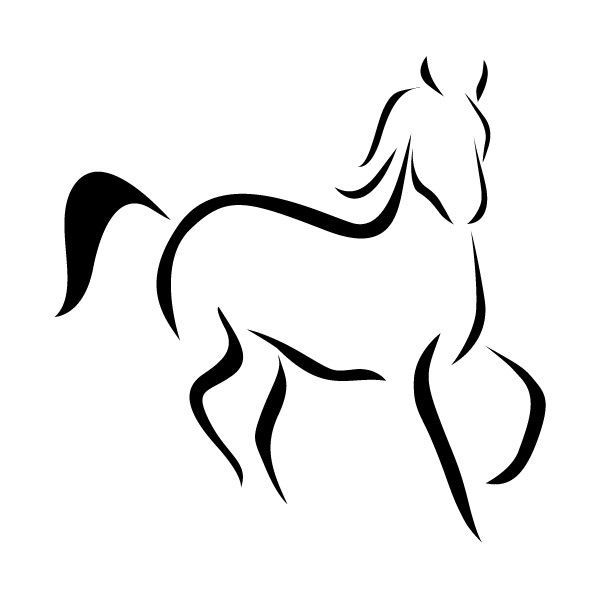 a black and white silhouette of a horse