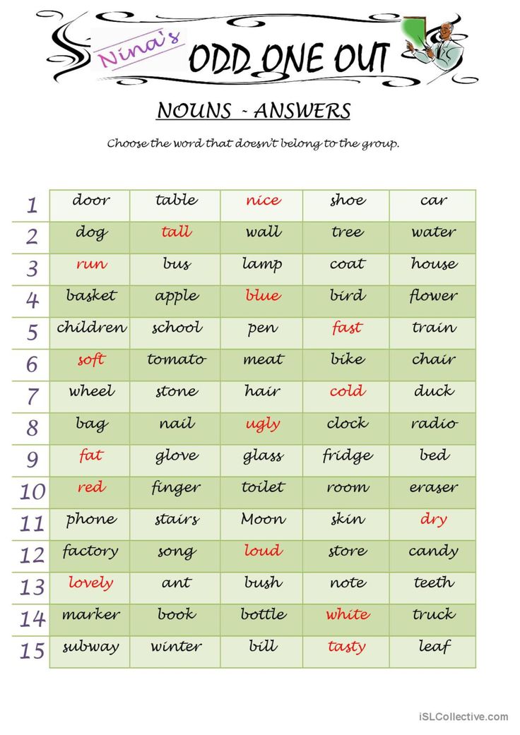 an odd one out worksheet with words and numbers