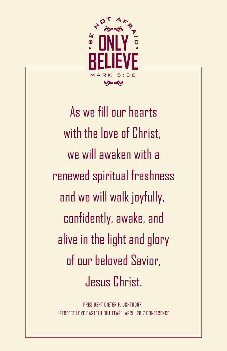 an image with the words only believe in red and white on it, as we fill our hearts with the love of christ