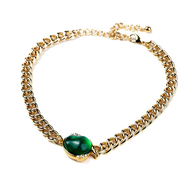 Product Description: Adorn yourself with this gorgeous gold chain extender choker featuring an emerald nugget with a luminous crystal setting. Be the center of attention with this luxurious necklace.  Dimensions: 12"+ 4" ﻿Style Number: 8033DCE Luxurious Necklace, Center Of Attention, Chain Extenders, Gold Bracelet Chain, Chain Bracelet, Gold Chain, Gold Chains, Choker, Emerald