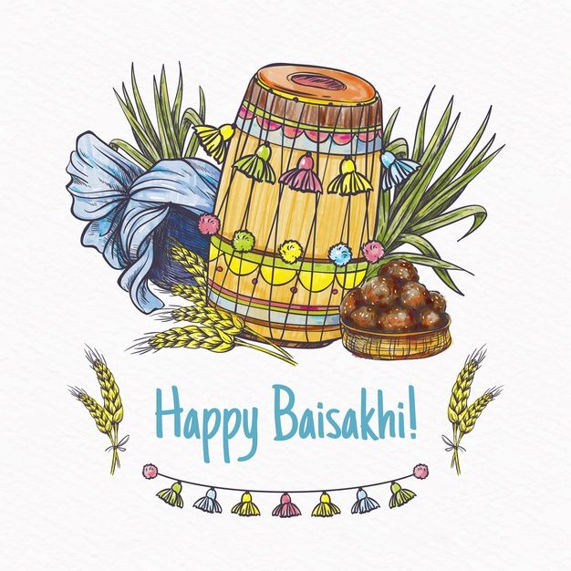 a card with an image of a basket and some food on it that says happy baisiki