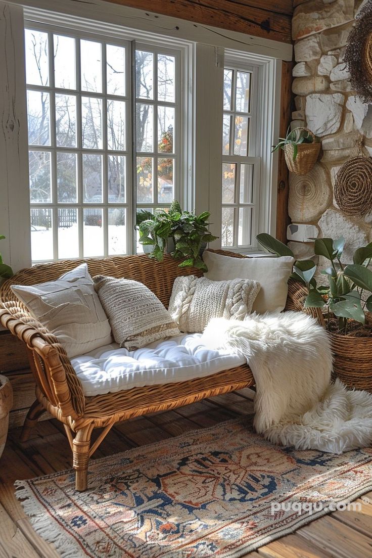 a living room filled with furniture and lots of windows