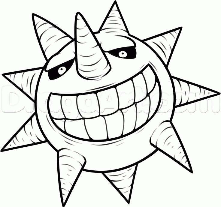 a black and white drawing of a smiling star