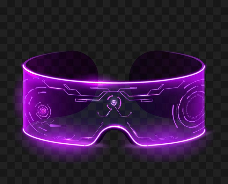 a pair of futuristic glasses with glowing lights on the side, transparent and black background