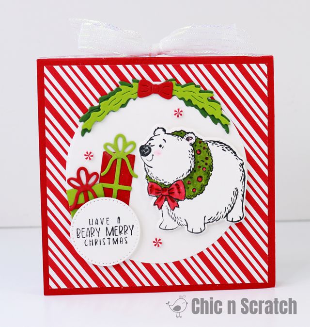 a handmade christmas card with a polar bear