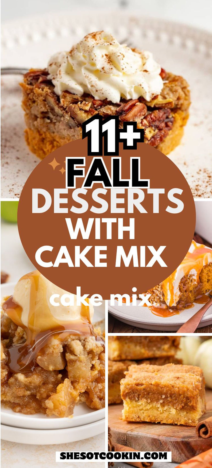 Fall dessert recipes with cake mix photo collage. Brick Street Cafe Sweet Potato Cake Recipe, Fall Cake Mix Recipes, Pumpkin Cake With White Box Cake, Cake Mix And Pumpkin Recipes, Easy Pumpkin Cake Mix Recipes, Pumpkin Recipes With Cake Mix Boxes, What To Do With Boxed Cake, Box Cake Desserts Easy, Simple Pumpkin Dessert Recipes