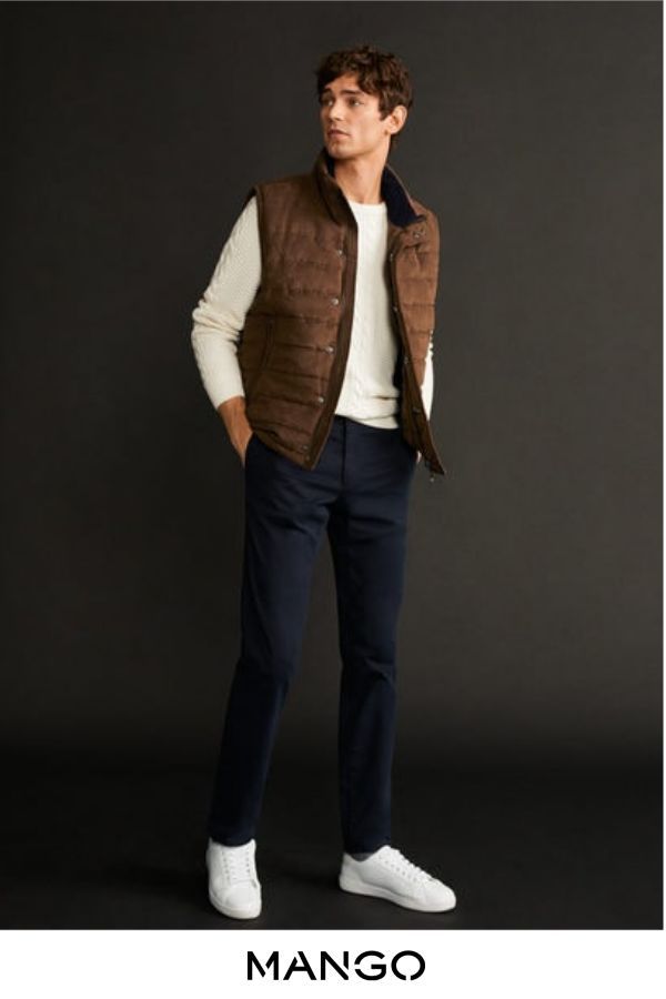 Fashion for Teen #white shoes#dark blue jeans# Men Vest Outfits, Men's Semi Formal, Vest Outfits Men, Semi Formal Outfits, Mens Business Casual Outfits, Stylish Men Casual, Men Stylish Dress, Mens Casual Dress Outfits, Fall Outfits Men