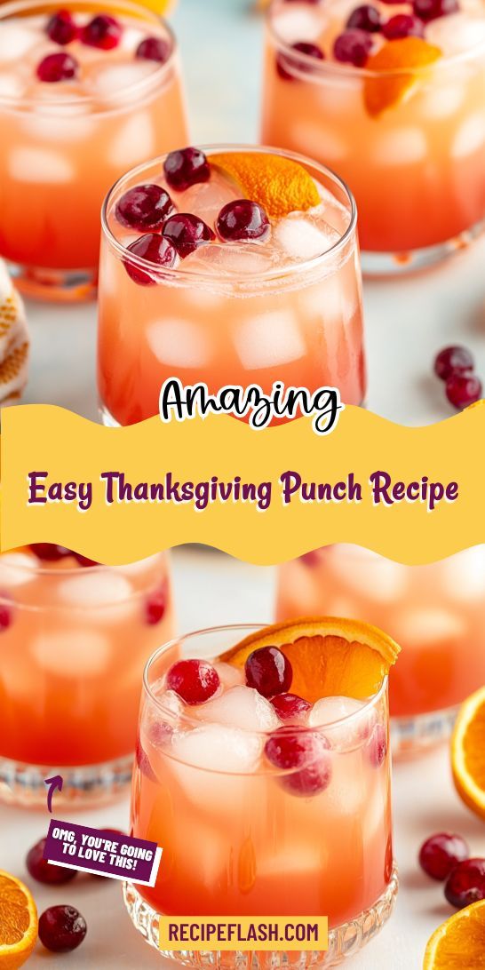 an easy thanksgiving punch recipe with oranges and cranberries