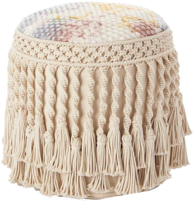 Lifestyle AQ407 Multicolor Pouf - Rug & Home Macrame Round, Round Pouf Ottoman, Life Styles, Jute Fabric, Boho Macrame, Round Pillow, Pouf Ottoman, Perfect Pillow, Tie Dye Patterns