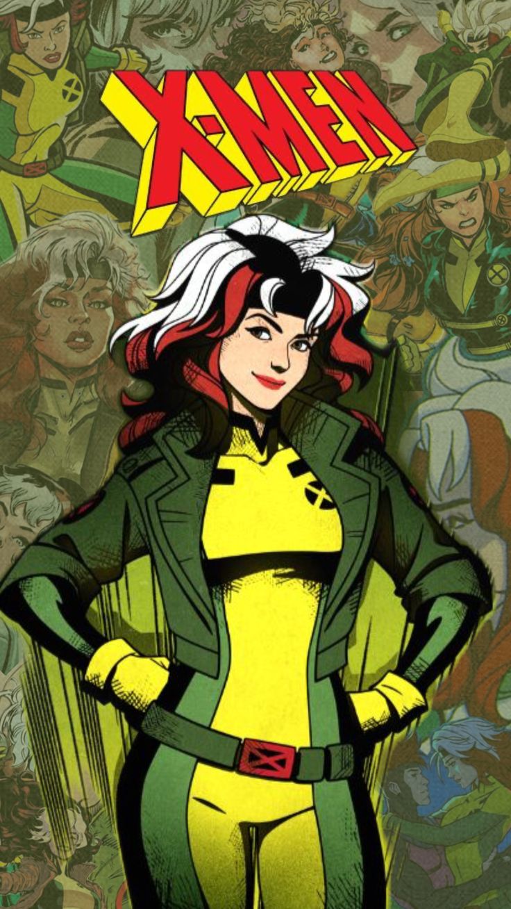 the cover to x - men, featuring an image of a woman in yellow and green