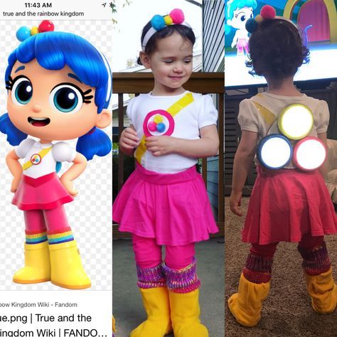 there are two pictures of children in different outfits, one is wearing a light up costume