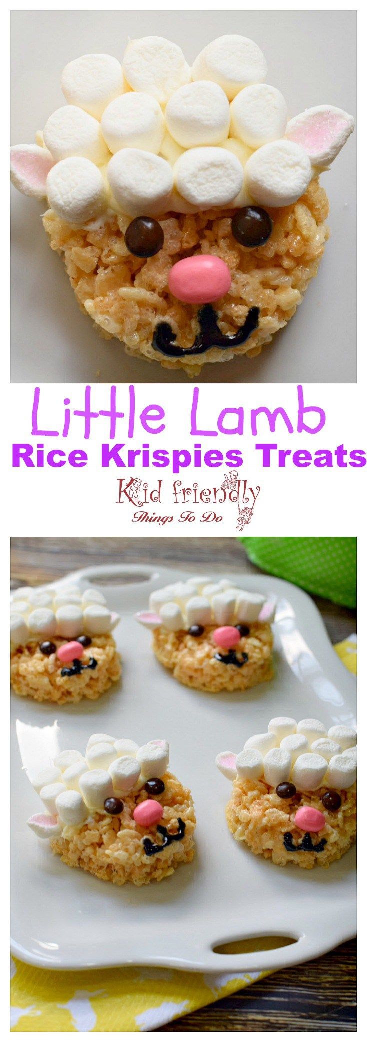 some kind of dessert with marshmallows on top and the words, little lamb rice krispies treats