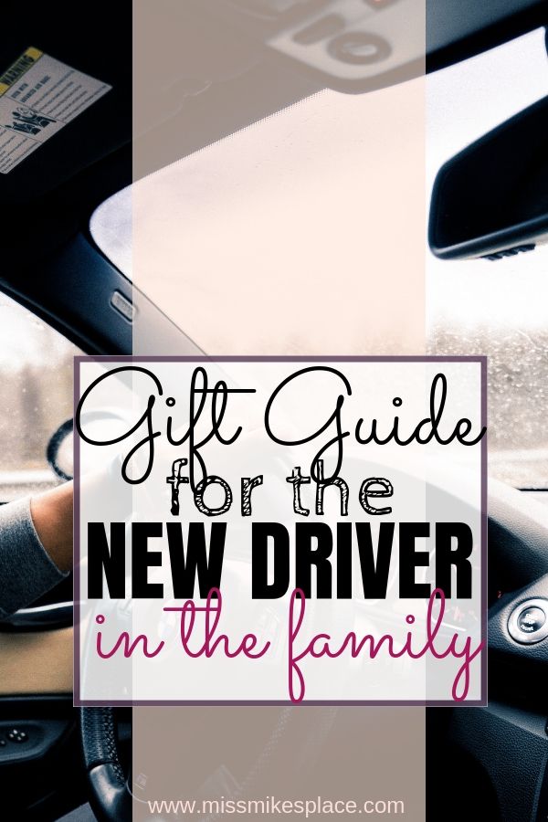 a car dashboard with the words gift guide for the new driver in the family