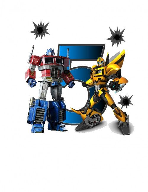 the number seven is made up of toys like optbots and bumblebee