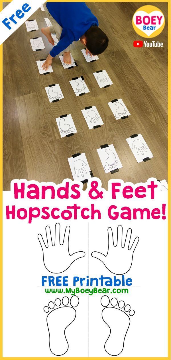 hands and feet hopscotch game with free printables for kids to play