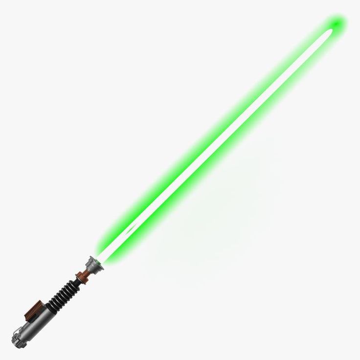 a green light saber on a white background